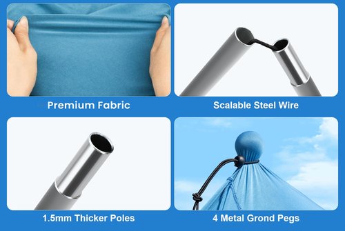 Beach Tent Sun Shelter, Camping Sun Shelter 10 x 10FT with 10 Sandbags, Sand Shovel, Ground Pegs, Stability Poles, Beach Canopy Tent Sun Shade UPF50+ Protection for Camping, Fishing, Backyard