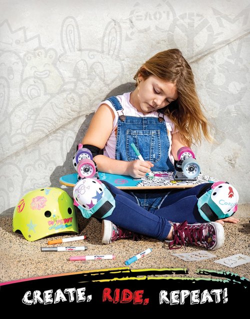 Wipeout Dry Erase Kids Helmet for Bike, Skate, and Scooter, Teal Blue, Ages 8+