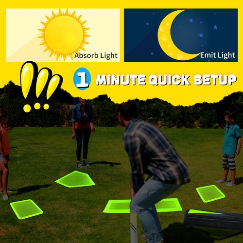 Lolyer Baseball Bases for Yard Set- 3 Throw Down Bases 1 Homeplate 1 Pitching Rubber with Baseball Bases Bag for Kids Practice, Rubber Bases for Kickball Baseball Play (Glow in The Dark)