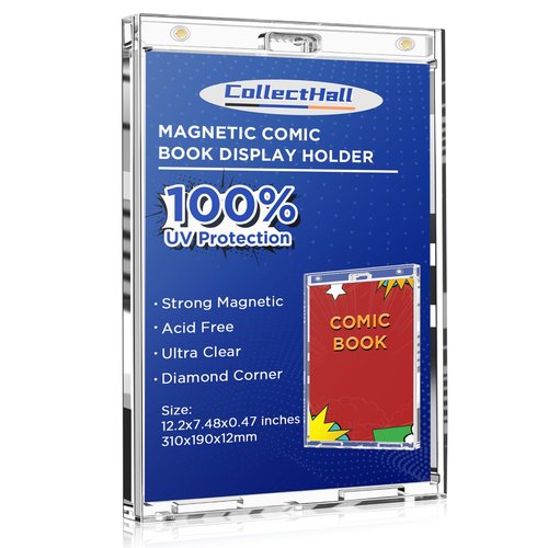 Magnetic Comic Book Display Cases 2 Pack- Crystal Clear Comic Book Display Holders, UV Protection Hardcase Protectors, Mountable Display Frame