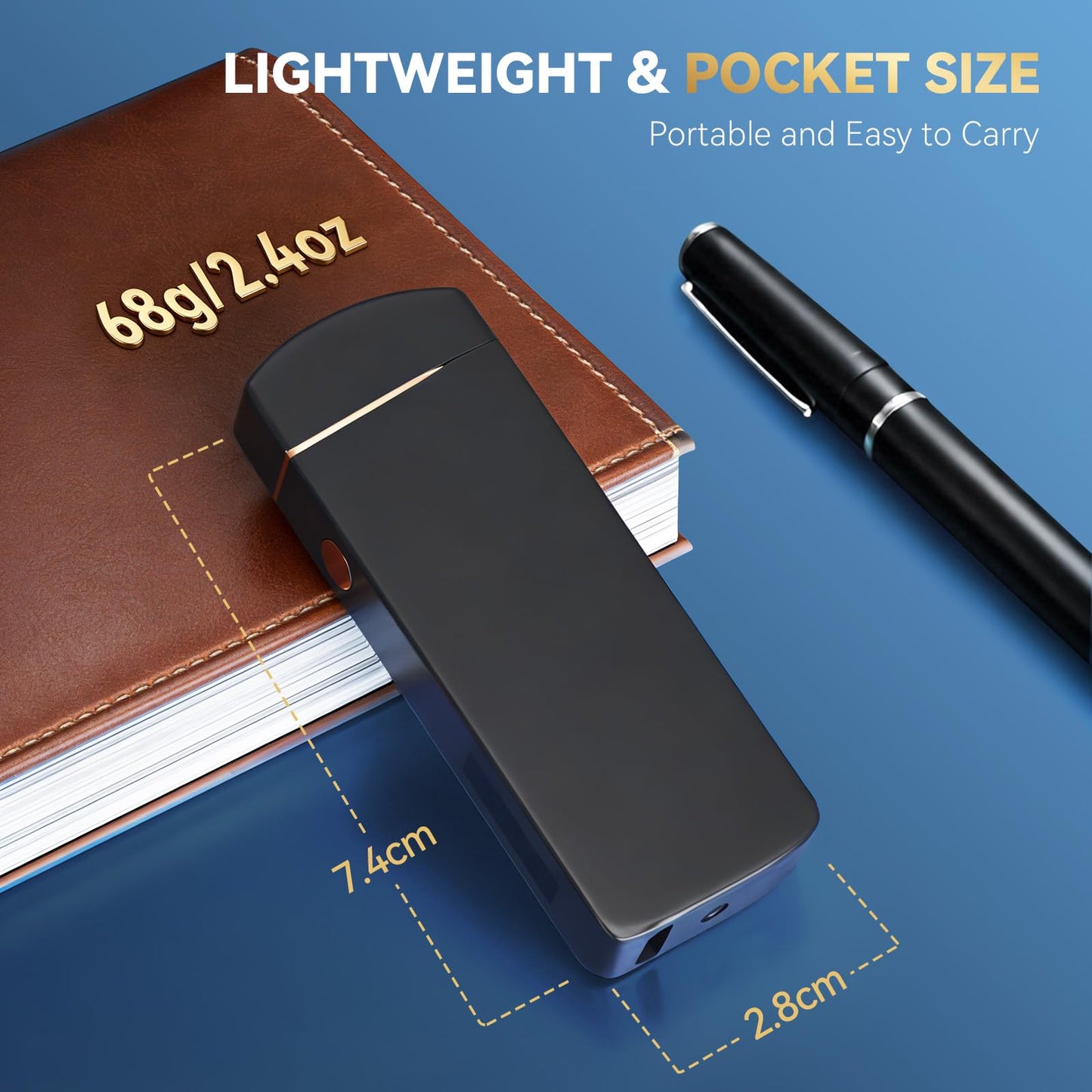Coquimbo Gifts for Men Dad Him Husband, Electric Lighter USB Rechargeable Windproof Flameless Dual Arc Plasma Lighters for Candle Incense Camping (Black)