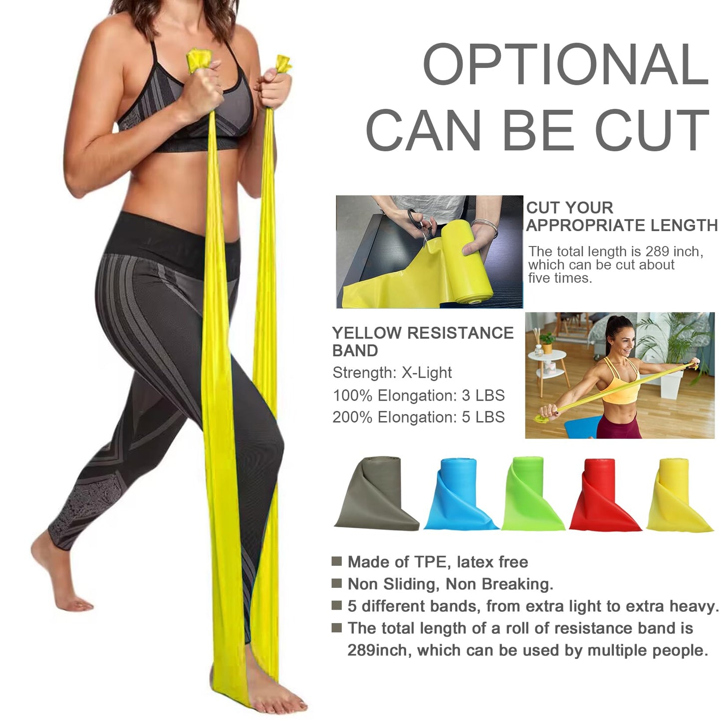 Latex-Free Resistance Band Bulk Roll for Physical Therapy and Exercise