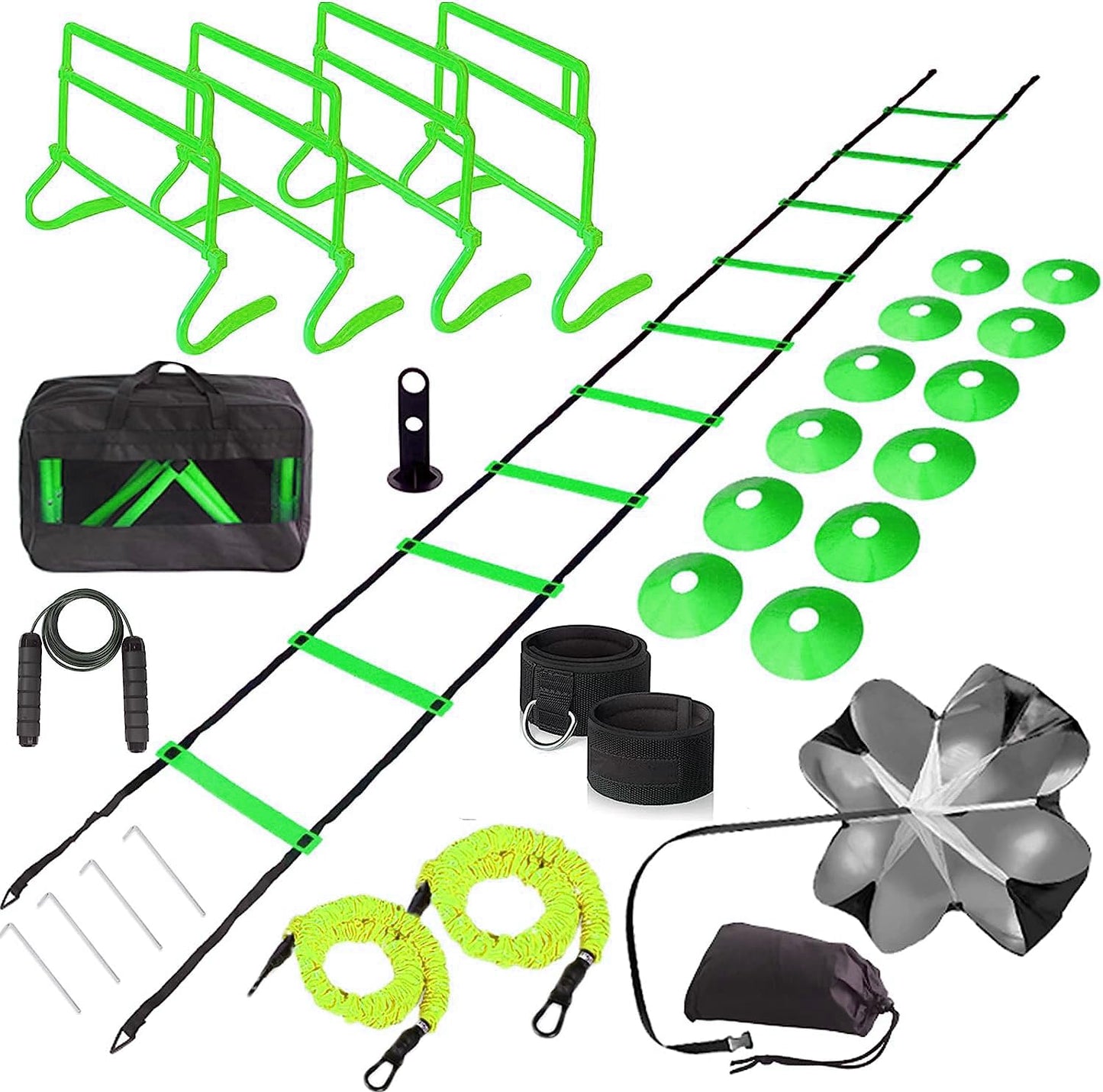 Kvittra Speed Agility Training Equipment Set, Soccer Hurdles with Agility Ladder and Soccer Cones Equipment Set Agility Training kit for Football, Soccer, Basketball,Speed and Agility Training kit