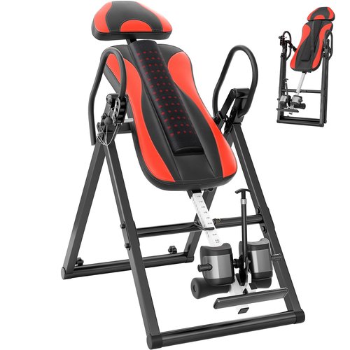 YOLEO ITX360 Inversion Table for Back Pain 2025 Foldable Inversion Table w/ Removable Lumbar Pad, Reversible Ankle Holders, Easy Assembly (Black)