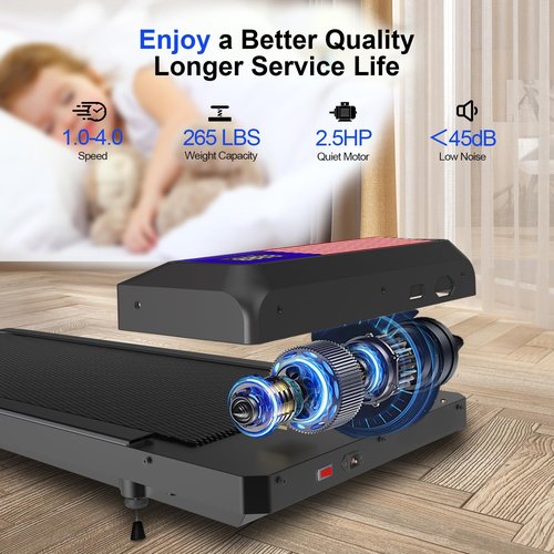 Upreign Walking Mat,Under Desk Treadmill 2.5HP for Home and Office, 265Lbs Weight Capacity,Treadmill with APP &Remote Control, LED Display
