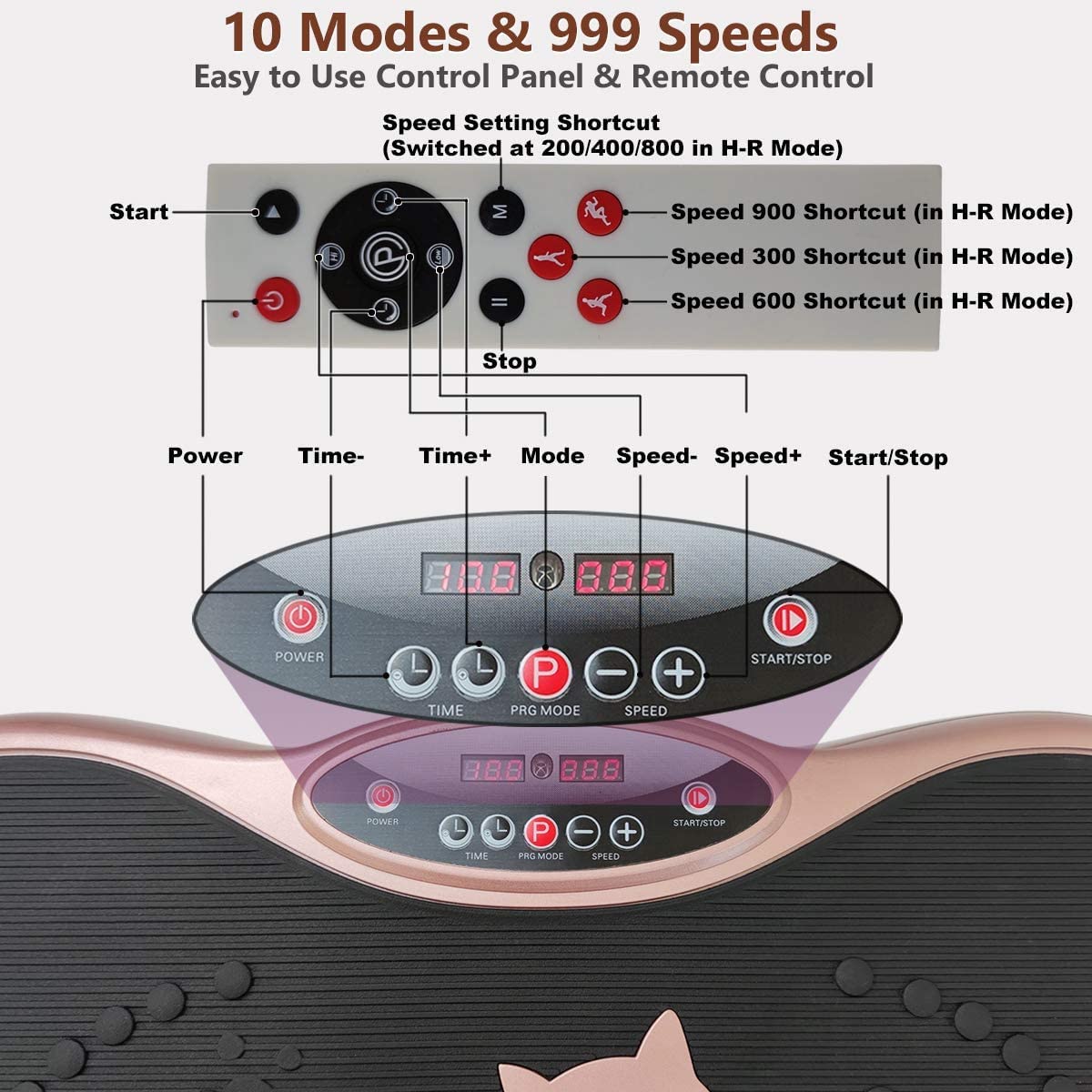 RAVS Vibration Plate Exercise Machine Whole Body Workout Machine Vibration Fitness Platform Machine Home Training Equipment with Resistance Bands, Remote Control and Max Load 330lbs