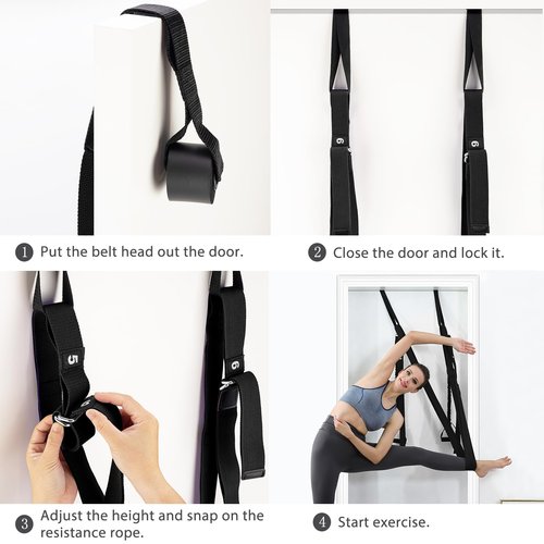 Yoga Stretching Strap, Leg Waist Back Bend Auxiliary Yoga Stretch Band, Upgraded Version with Door Anchor 2 Resistance Rope Stretch Strap Inversion Trainer for Pilates Dance Aerial Fitness Gymnastics