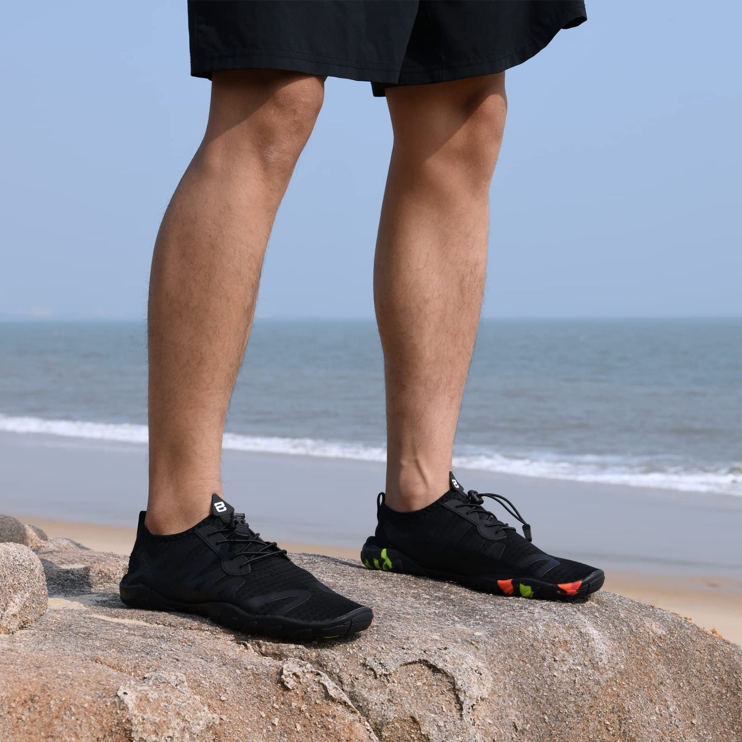 WateLves Water Shoes Mens Womens Barefoot Beach Swim Shoes Quick-Dry Aqua Socks Pool Shoes for Surf Yoga Water Aerobics (All Black, 42)