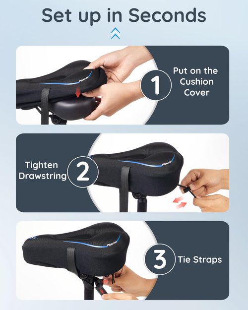 Fitense Bike Seat Cushion, Comfort Bike Seat Cover for Men Women, Exercise Bicycle Seat Cushion Padded Cover Compatible with Peloton, Mountain Stationary Bikes, Blue