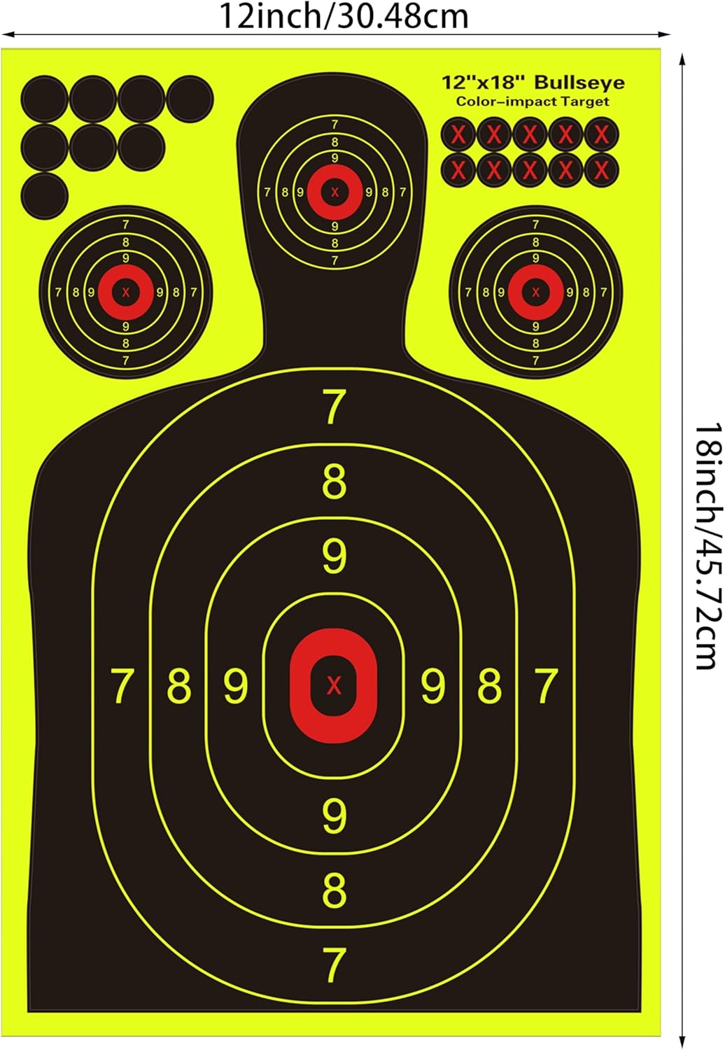 12x18 inch Silhouette Splatter Targets - Bright Fluorescent Yellow Easily seen on Impact When Hitting Target for BB Guns, airguns, Rifles, Indoor and Outdoor ranges (10/25/50/100 Pack)