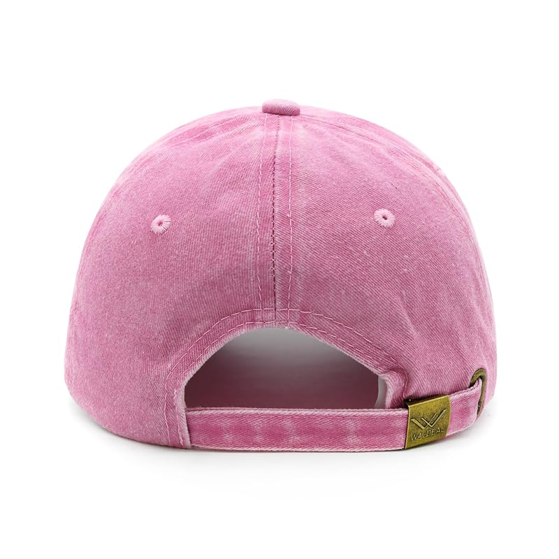 Women's Pink Embroidered Camping Hair Don't Care Adjustable Baseball Cap