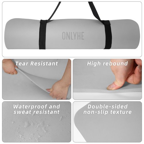 Extra Wide Yoga Mat 66cm & 8mm thick Exercise mat, Soft Lightweight POE Fitness Mat with strap, High Elasticity, Anti-fatigue for Women, Yoga, Camping, Travel, Gym & Outdoor | 72"x26" x0.31”(Gray)