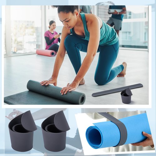 Leyndo 2 Pcs Yoga Mat Strap Band 20" l x 2" w Yoga Strap Tightly Rolled and Secure(Gray)