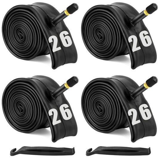26 inch Bike Inner Tube Fit 26" x 1.75-2.125, Bicycle Tube 4 Pack Schrader Valve with 2 Tire Levers, Inner Tube Bicycle Upgrade Material Anti-Aging for Road/Mountain Bikes by Hydencamm