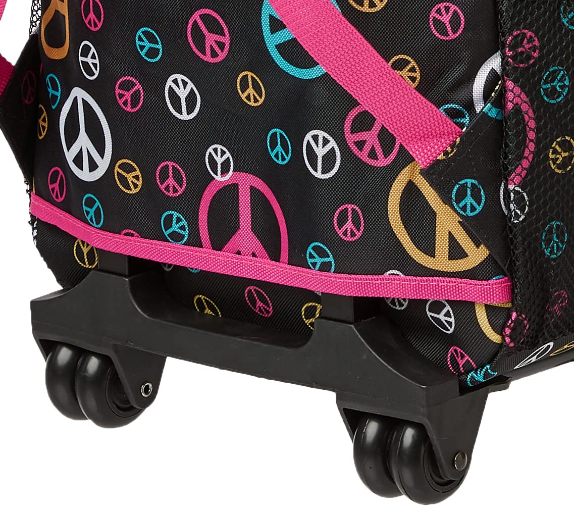 Rockland Double Handle 17" Rolling Backpack, Peace