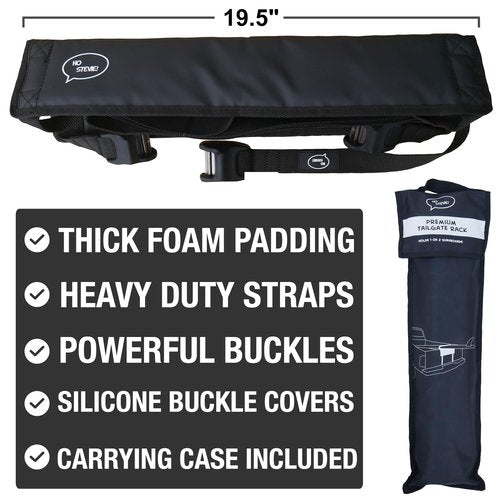 Surfboard Truck Rack - Durable Pad Fits All Tailgates - ‘No Scratch’ Silicone Buckle Covers Prevent Damage - Easy to Use