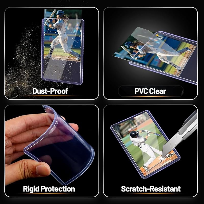 70 Toploads 35PT Card Protectors (50 Tops) - Hard Plastic Card Sleeves for Baseball, Football & Collectibles - Bend-Resistant Edges