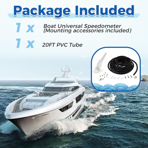 Yetaha Marine Boat Universal Speedometer Pitot Kit Automatic Kick-up Pilot Tube Assembly Up to 80 MPH Pitot Sea Portable Mini Tool Accessories, with 20 Ft Premium PVC Tubing, White