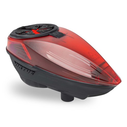 VIRTUE Spire V - Spire 5 - Paintball Loader - Paintball Hopper – 230 Round Capacity - CrownSF III Speed Feed & Rain Lid - Dust Crystal Limited Edition (Red Black)