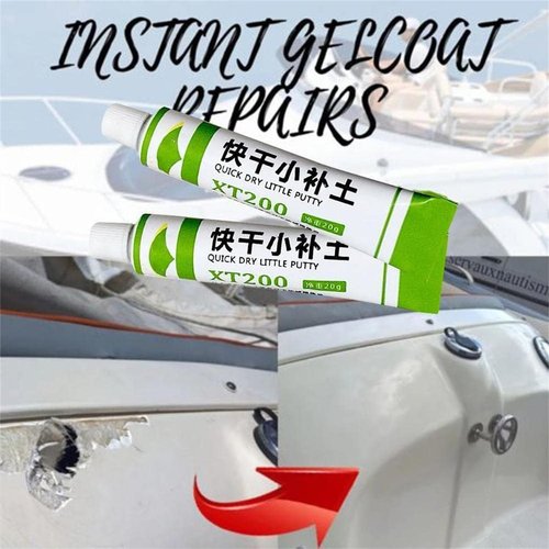 EYDHCN Fiberglass Boat Repair Paste with Scraper Kit, Fiberglass Boat Repair Kit, Gel Coat Repair Kit for Boats, Fiberglass Boats Fix Holes, Chips, Deep Cracks, Chip Fix (Red,3PCS)
