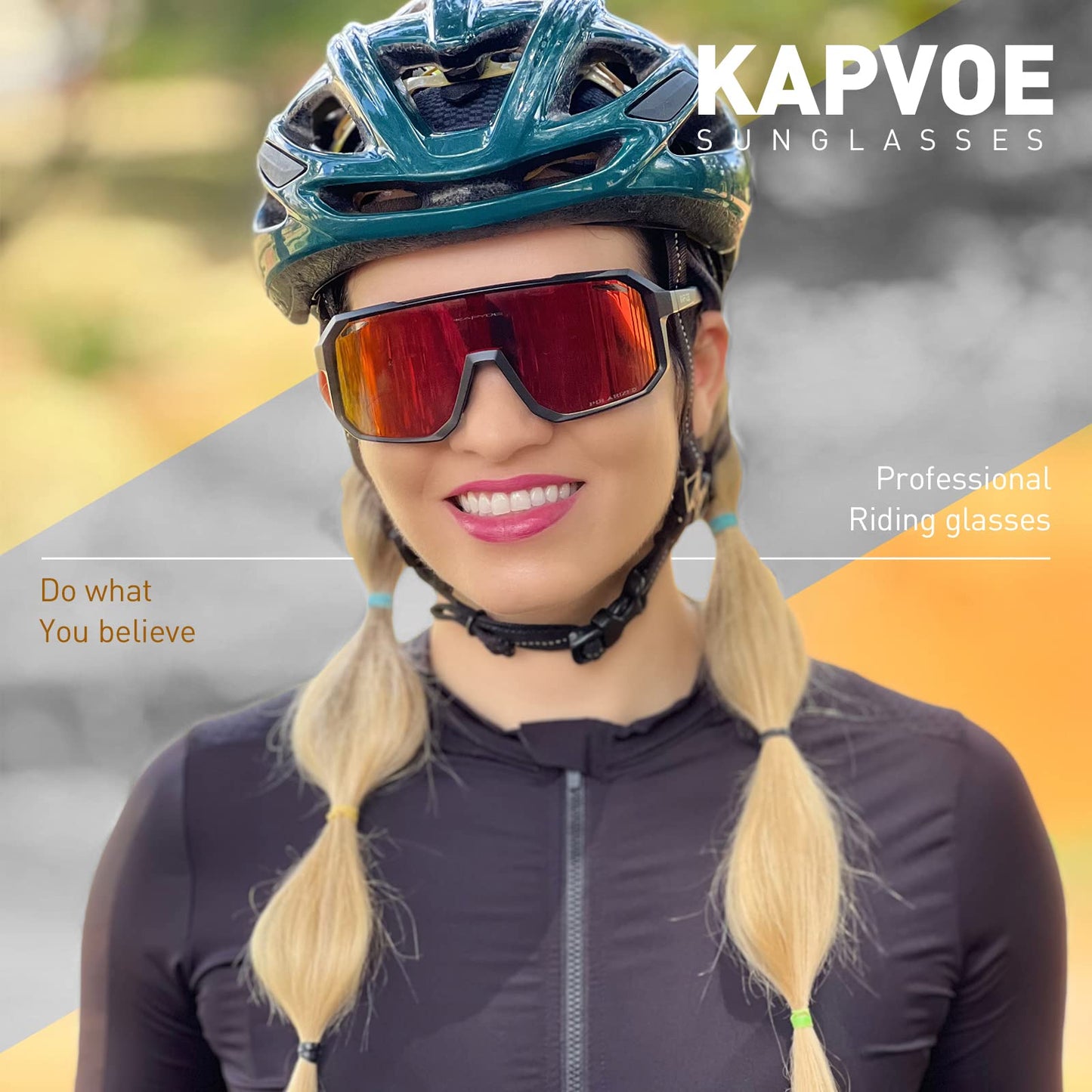 KAPVOE Polarized Cycling Glasses Sports Sunglasses, UV400 Running Fishing Baseball Glasses for Men Women K62