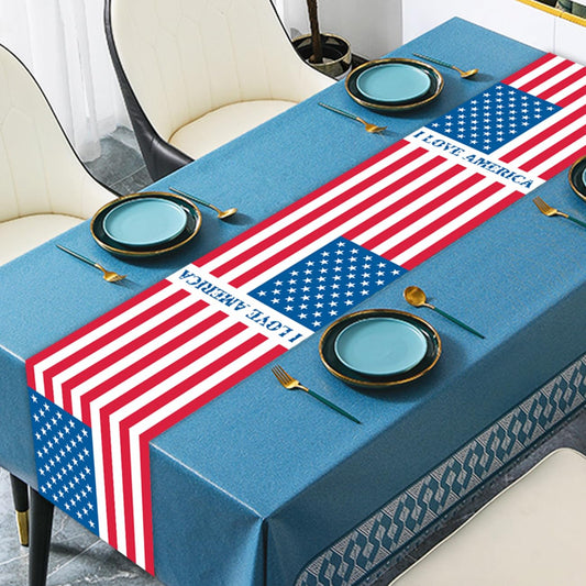 Independence Day Party Table Runner July 4th American Independence Day Party Supplies Decoration Patriot Day Birthday Baby Shower Home Kitchen Room Tabletop Coffee Table