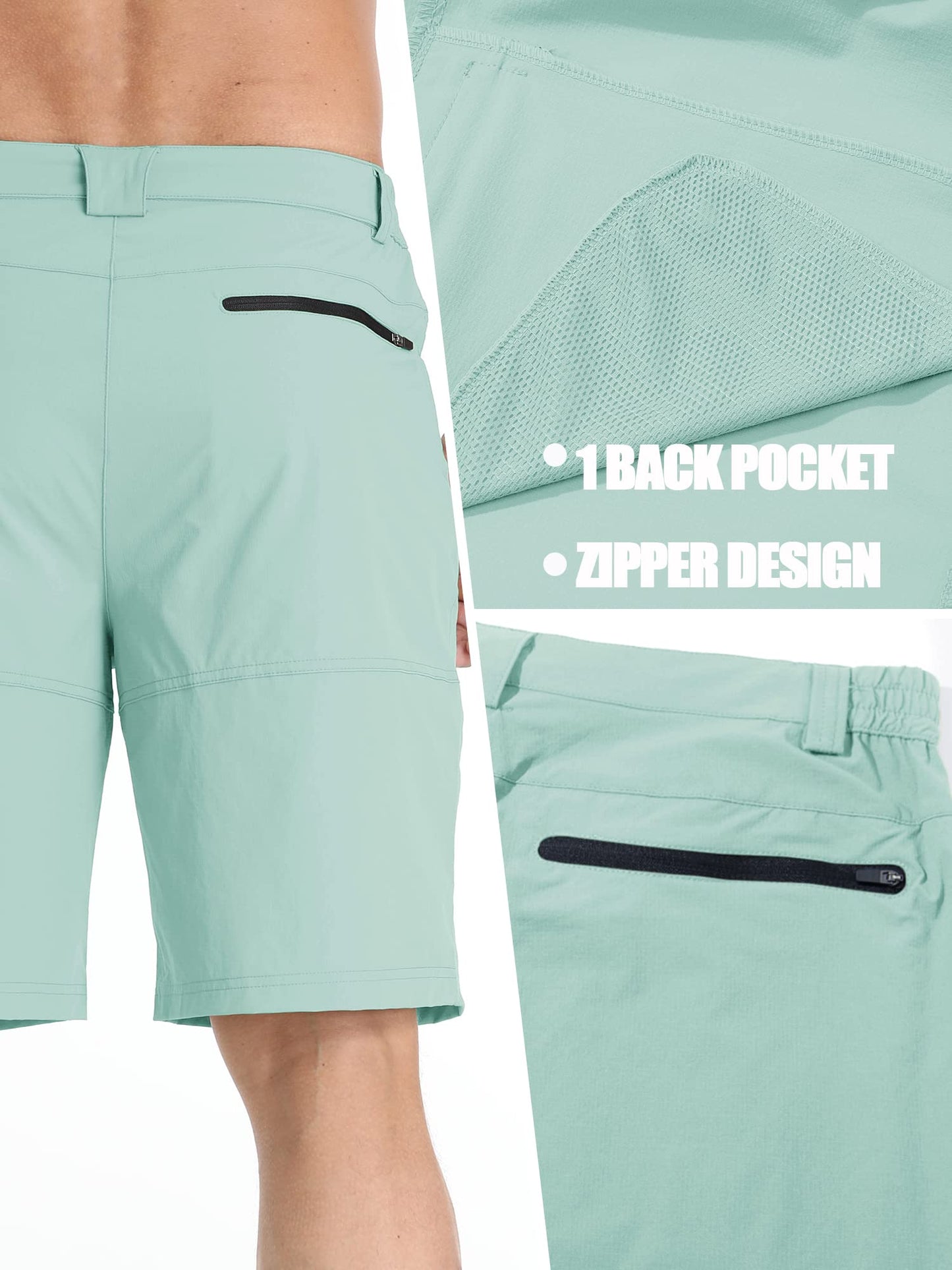 TACVASEN Mens Shorts 10" Dress Golf Outdoor Lightweight Quick Dry Summer Casual Fishing Travel Shorts with Zipper Pockets Lake Blue 34