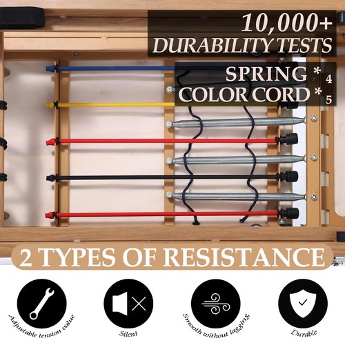 Pro Pilates Reformer, Pilates Reformer Machine for Home Gym Women Exercise Use, Adjustable Resistance (Springs + Latex) Pilates Equipment with Jumpboard for Full-Body Workout- Foldable & Space-Saving