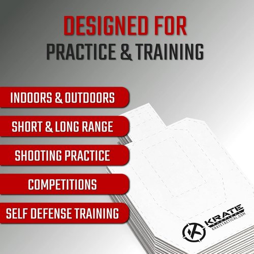 KRATE Tactical Cardboard Targets-Half Size Competition Paper Silhouette Shooting Target – Torso Targets for Shooting Range & Gun Practice w/Rifles, Handguns, Shotguns, or Airsoft (20-Pack 15” Torso)