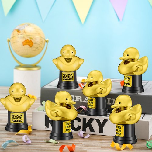 Tondiamo Small Trophy Celebrate The Top Award 6 Inch Tall Plastic MVP Funny Game Small Trophy and Awards for Employees Boss Custom Competition Gifts(Duck)