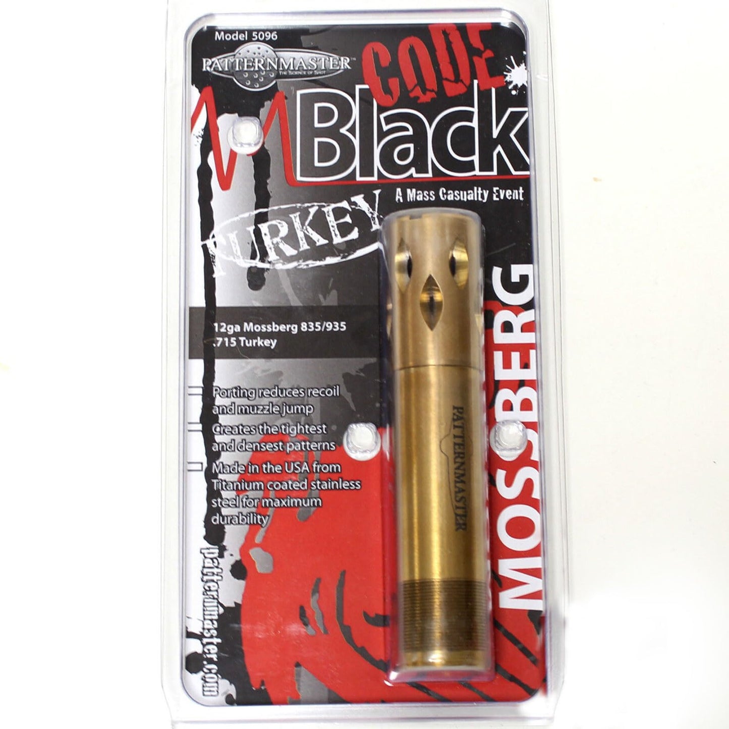 Patternmaster Code Black Turkey .665 12 Gauge Hunting Accessory Durable 17-4 Stainless Steel Choke Tube | Effective Range Up to 70 Yards, for Mossberg 835/935 (5096)
