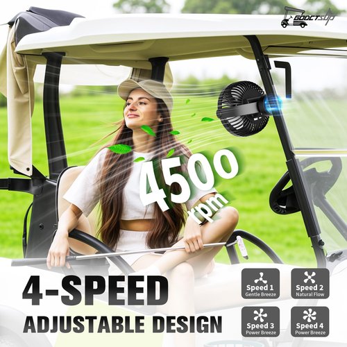 GODCTSUP Upgrade Golf Cart Fan Rechargeable with Magnetic Base, Portable 12000mAh Magnetic Fan with 4 Speeds, LED Lantern, Fits Club Car EZGO Yamaha Golf Cart & Cruise Ship Accessories,1PCS
