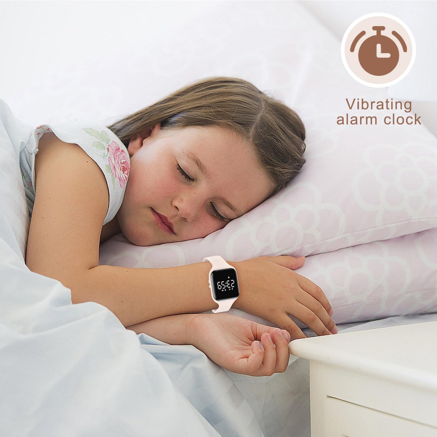 A ALPS Kids Watches for Girls Boys Digital Sport Watch with Step Counter Pedometer Vibration Alarm Clock, No App Waterproof Fitness Tracker Kids Watch Boys Girls Teens Students Ages 5-16