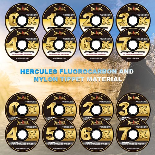 HERCULES Fly Fishing Tippet 3 Pack with Fly Tippet Holder, 3X4X5X - 55YDS, Fluorocarbon