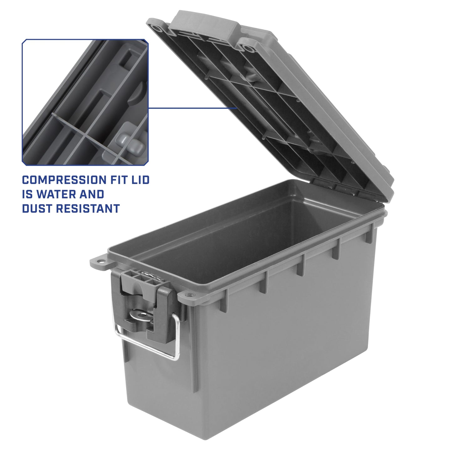 Sheffield 12792 2-Pack Ammo Storage Box, Stackable .30 Cal Field Boxes, Water and Dust Resistant, Lockable Storage Box with Handle, Secures Hunting Gear, Supplies, and Bullets, Made in USA, Gray