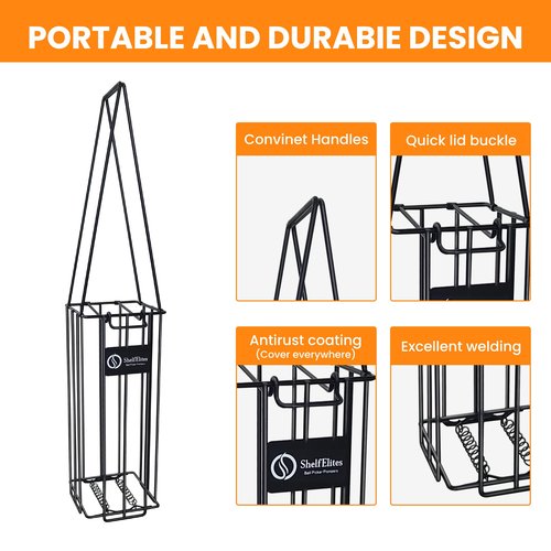 Pickleball&Tennis Ball Hoppers, Tennis Ball Hopper basket for Picking and Storage,, Sturdy Lightweight Structure Tennis Pick-up Can Accommodate 16 Pickleballs or 24 Tennis Balls(no assembly required)