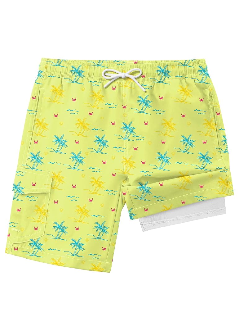 2-in-1 Boys Swim Trunks with Compression Liner - Quick Dry, UV Protective