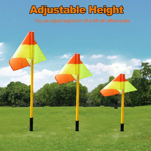 Soccer Corner Flags Set of 4, Playing Field Corner Flags, Soccer Flag Pulling, Soccer Agility Poles, Flag Soccer Football Equipment For Training Turf W/Bright Flags