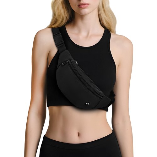 Frenou Fanny Pack For Women And Man Crossbody Bag Cross body Bag With Adjustable Strap For Travel Running Hiking Walking Workout Black