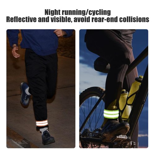 cdar 1/2Pcs Cycling Pants Reflective Band High Visibility Elastic Men Women Night Running Warning Arm Wrist Leg Ankle Strap Cycling Fluorescent Green 2pcs