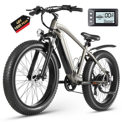 TKLINS Electric Bike for Adults, 28MPH Max Speed Fat Tire Dirt E-Bikes, 1500W Peak Motor Ebikes, 48V14.5AH Battery 7 Speed 40 Miles Max Range E Bikes for Mountain, Commuting