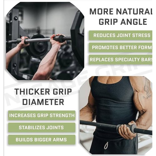 Angled Barbell Grip - Ergonomic Rotating Handles for Weightlifting, Reduce Joint Stress & Improve Wrist Alignment, Universal Fit for Home Gym Barbells, Powerlifting Accessories