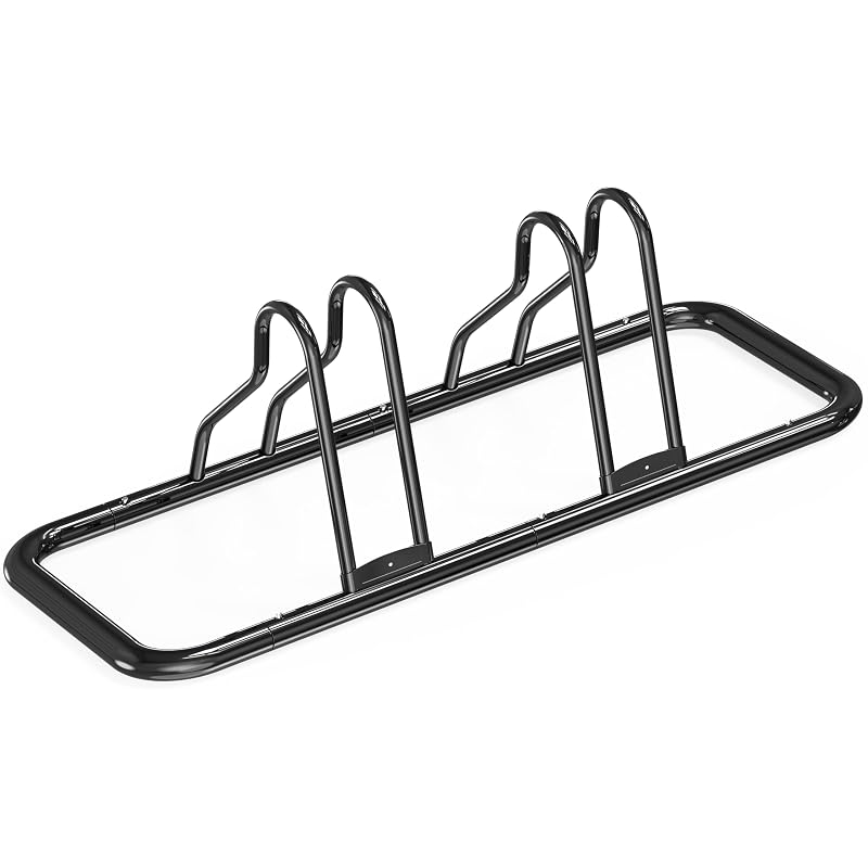 2-Bike Adjustable Floor Storage Rack - Black by Simple Houseware (Variation: Black+2-Compartment)