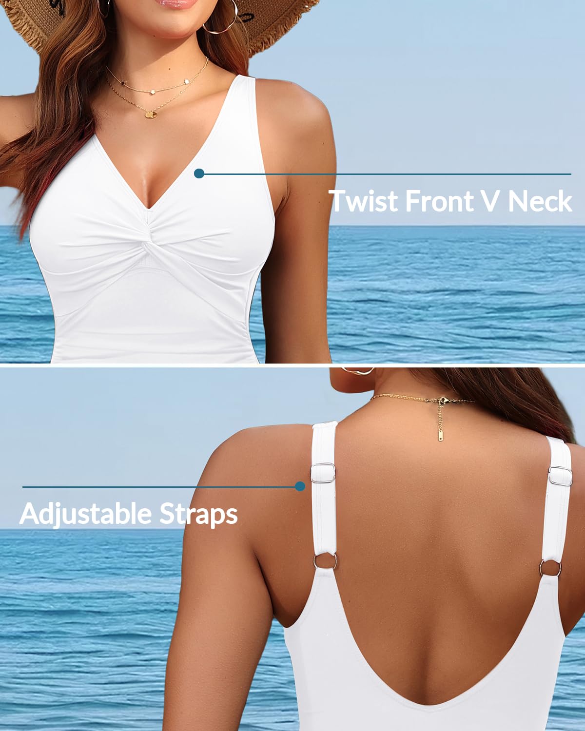 White Tummy Control One Piece Swimsuit Full Coverage Bathing Suit XL