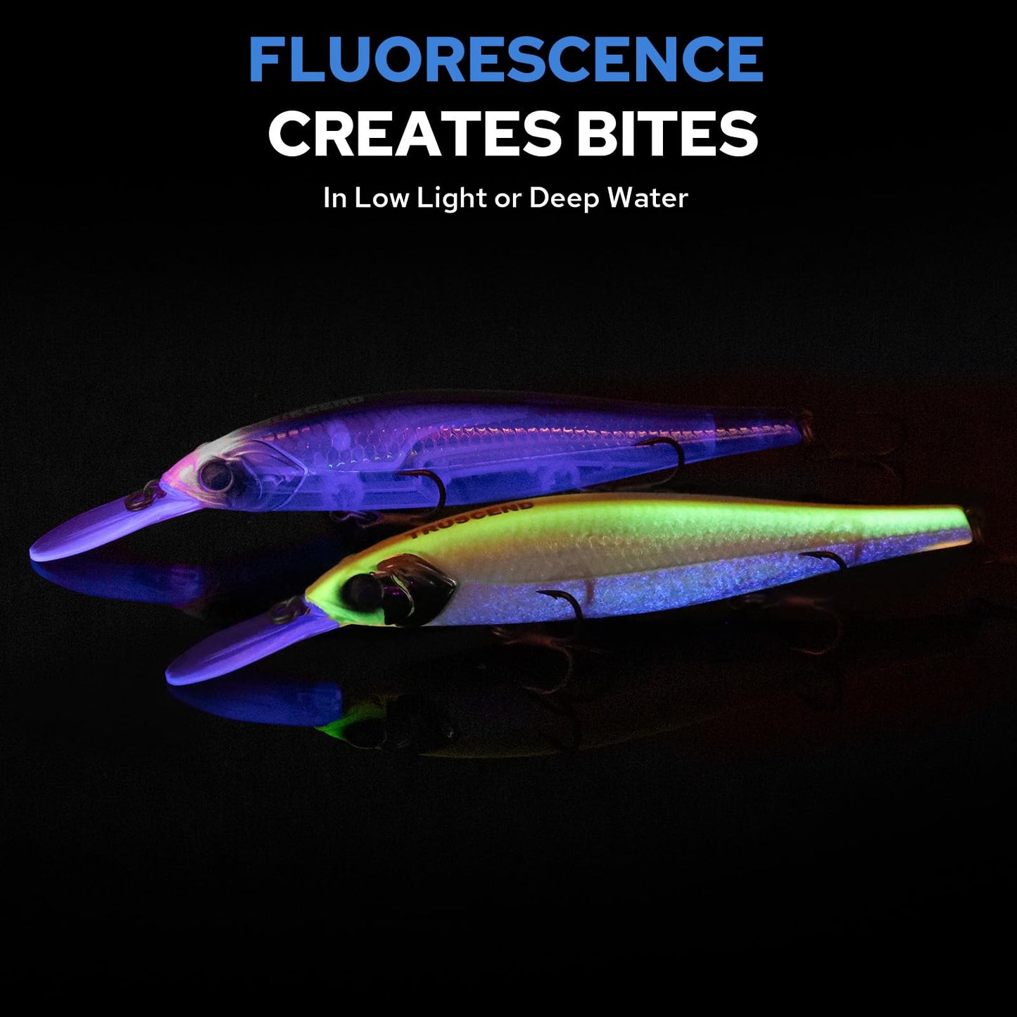 TRUSCEND Suspending Jerkbait Fishing Lures, Precision-Engineered Minnow with Sound, Flash & Irresistible Action, Cast Farther, Glow Brighter and Rattle Louder Jerkbaits for Bass Walleye Pike Catfish