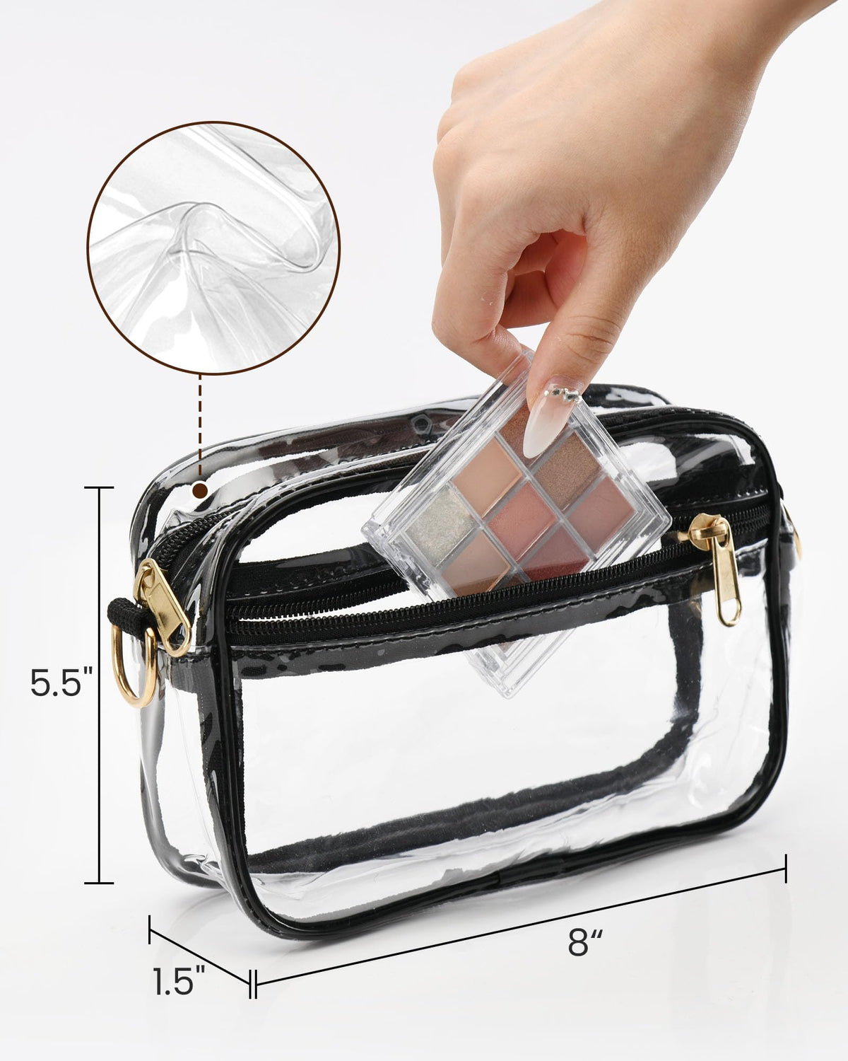 HULISEN Clear Crossbody Bag Stadium Approved, Clear Purse for Women Men, Transparent Messenger Shoulder Handbag