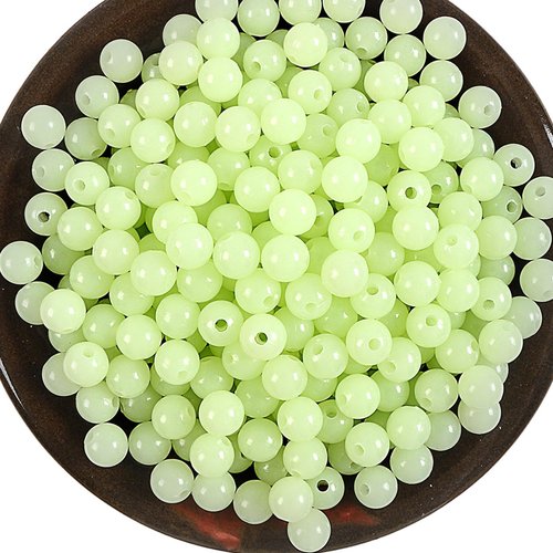 Jynqra 100Pcs Luminously Fishing Beads Fish Line Beads Round Space Bean Hard Fishing Beads Stopper Fishing Accessories Easy Use