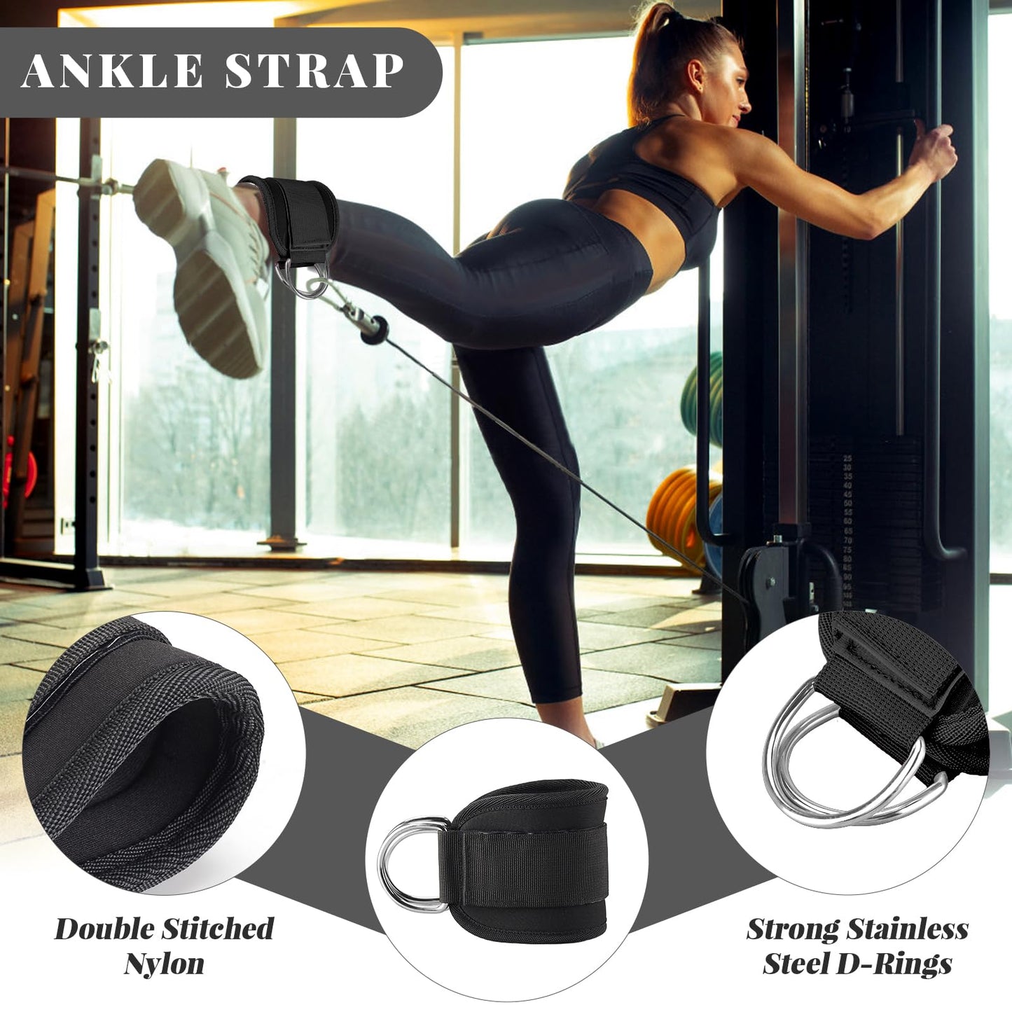 Barbell Pad Set,10 Pcs Barbell pads For Hip Thrust Squat & Lunges Support,With 2 Workout Ankle Straps, 2 Workout Gloves, 2 Gym Straps Weight Lifting, Resistance Bands,Olympic Bar Pad,Carry Bag (Black,Small-Gloves)