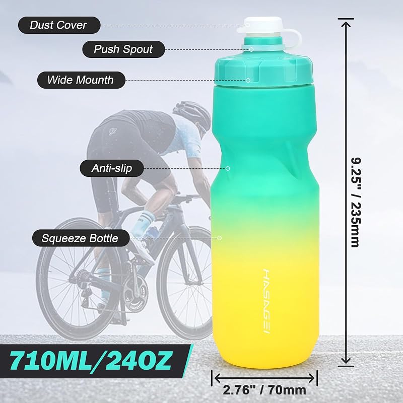 HASAGEI 24 Oz Bicycle Water Bottle Holder – Leak-Proof, Non-Slip Mount for Mountain & Road Bikes – GreenYellow