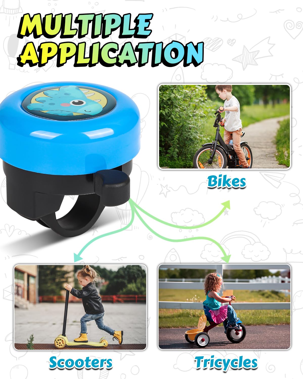 VICTGOAL Bike Bell for Kids with Loud Clear Sound, Bicycle Bell Scooter Bike Horn Ringtone Alert Cute Cycling for Toddler Children Boys Girls